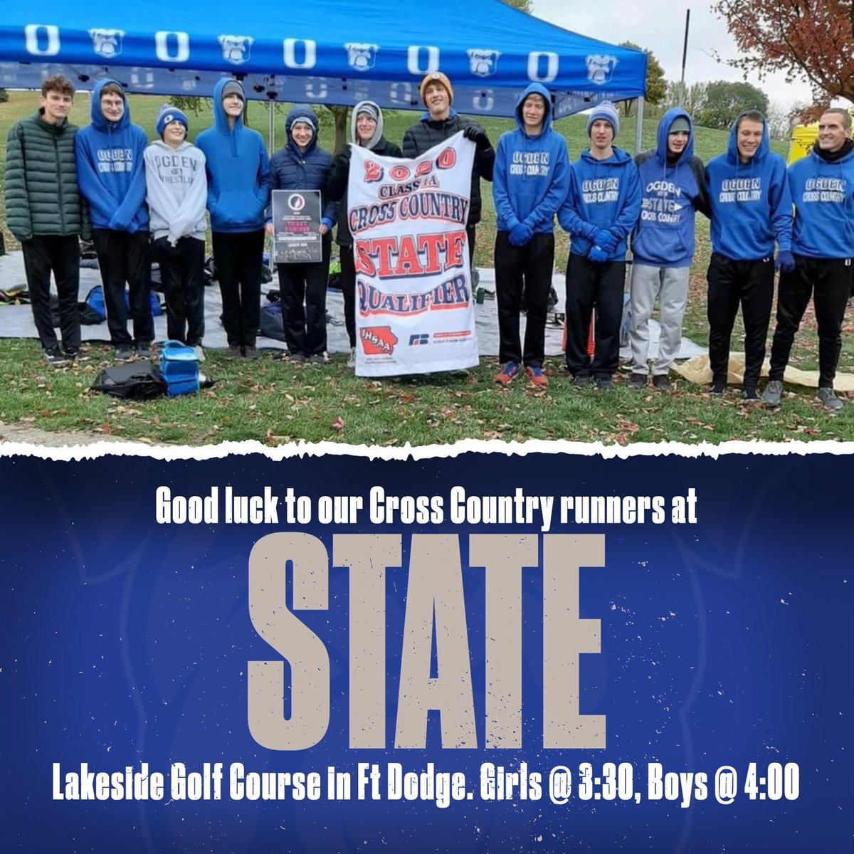 Ogden_Bulldogs's tweet image. Hope to see a lot of Bulldog Blue in Ft Dodge this Saturday at the State meet! Kayden Spencer will run in the 1A Girls race at 3:30. The boys team will run at 4:00.

Parking available inside Kennedy Park. Admission is $10 per person. No shuttle service this year. #OneOgden