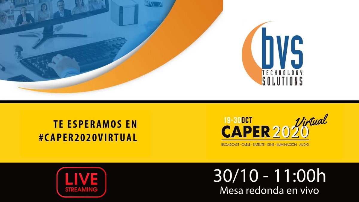 bvstv's tweet photo. #EventosBVS Este viernes 30 a las 11:00h será transmitida la Mesa Redonda llevada a cabo el 19/10 mediante la plataforma de @CAPERShow. Ingrese a https://t.co/BL6nEzzQUP y acceda desde el botón rojo de VIVO. ¡No se lo pierda! #CAPER2020Virtual #broadcast https://t.co/N77lOOE9MK