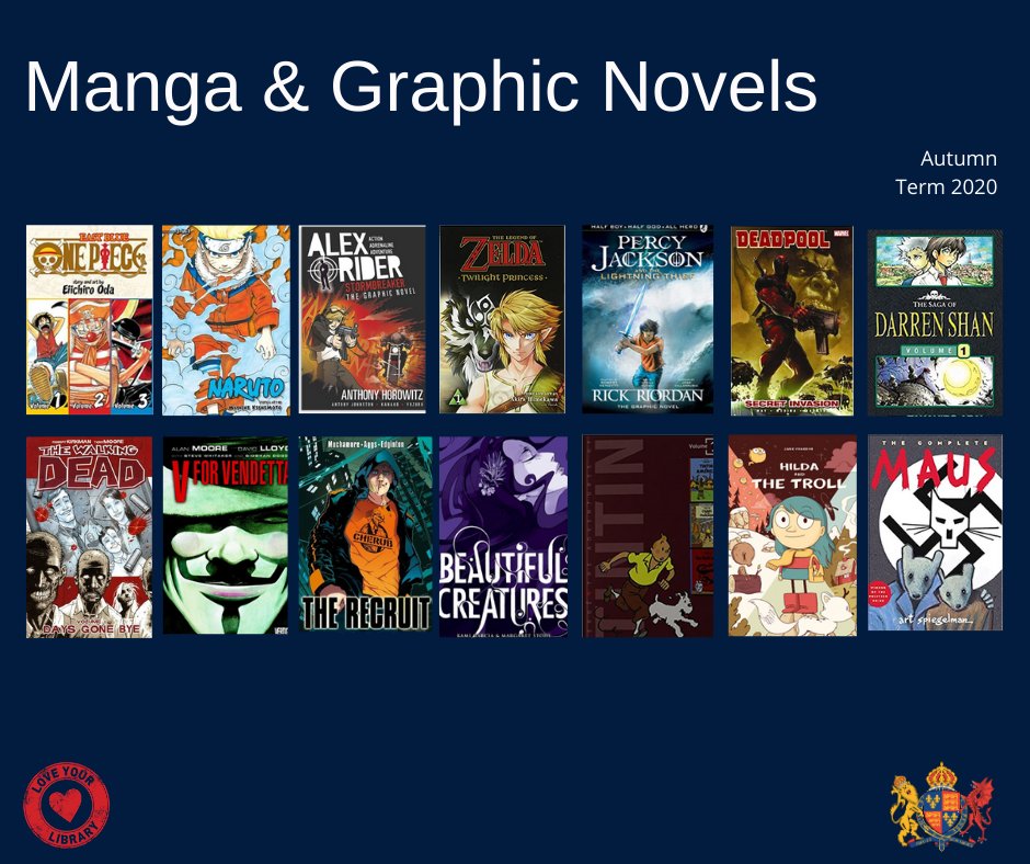 KESSouthampton's tweet photo. Weโre very excited to be welcoming a brand new section to our Library after half term: Manga and Graphic Novels.
Weโve got a big list (seen in the image) and students are welcome to borrow any from the Library.
#KES #KESLibrary #StudentReads #KESReads https://t.co/or2MgEARvk