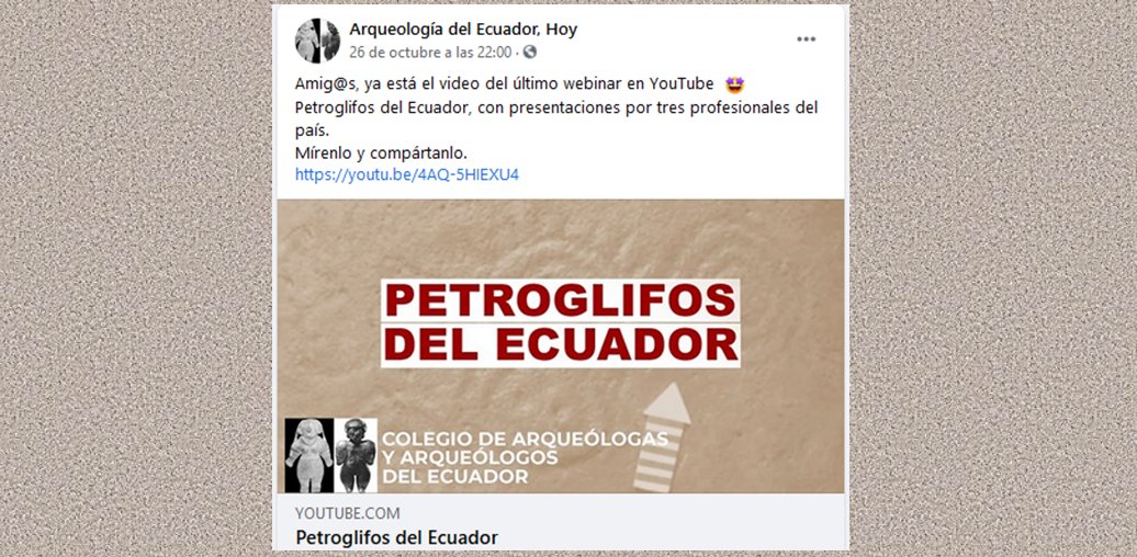 Ya está en YouTube: youtu.be/4AQ-5HIEXU4
#arqueologia #ecuador #webinar #archaeology #petroglifos #petroglyphs