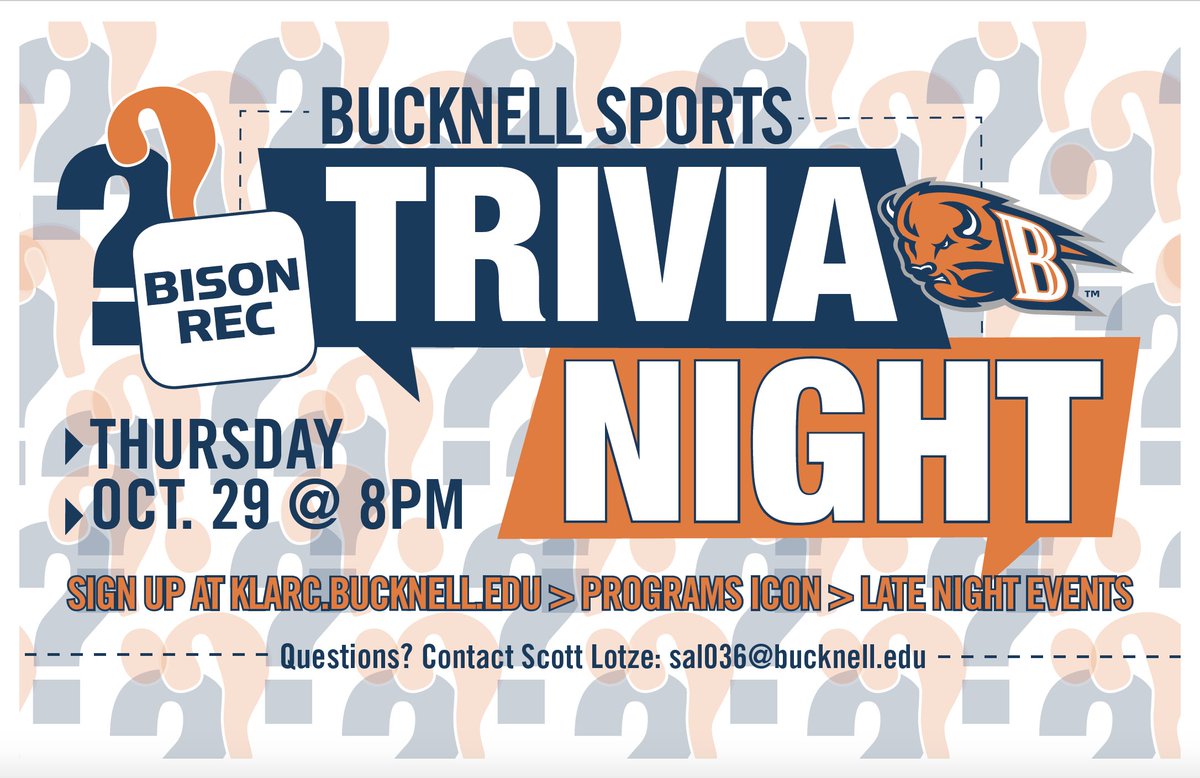 Looking forward to seeing everyone tonight at 8 pm!! #bisonrec #trivia