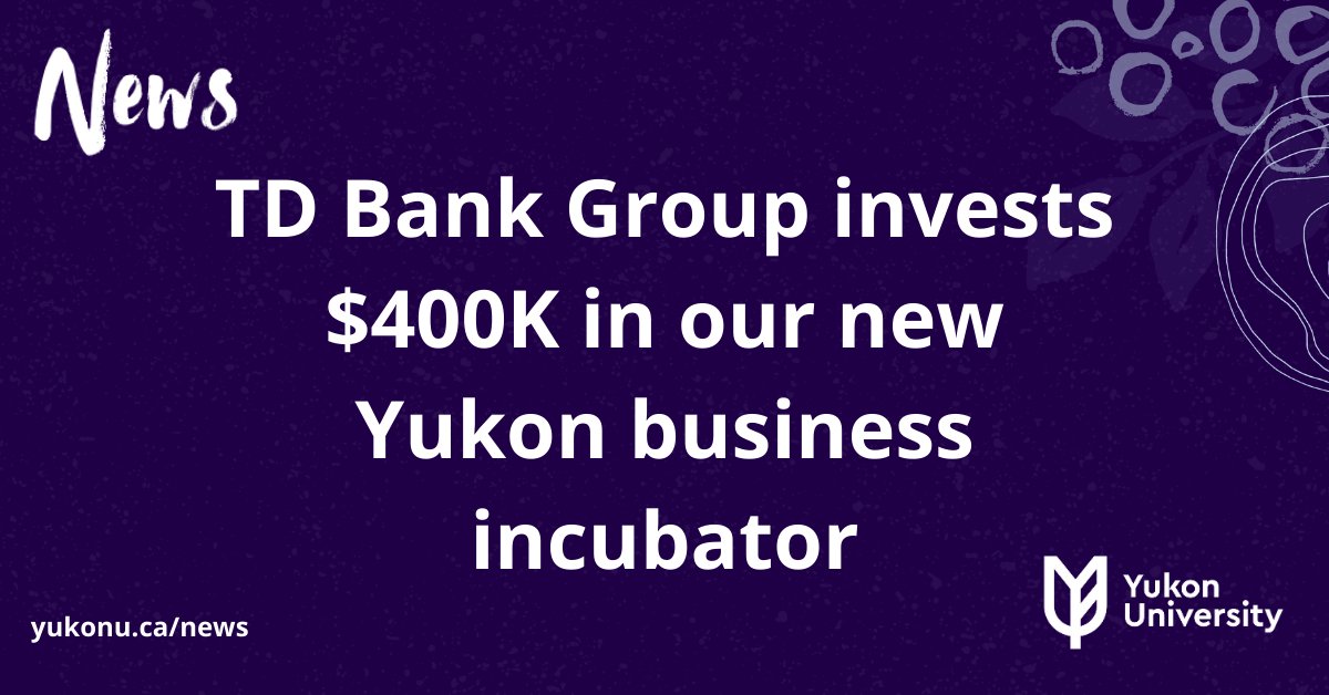 We have launched Canada's first regional business incubator here in Yukon.

IncubateNorth will support early-stage entrepreneurs to grow their businesses locally, nationally, and internationally over the next four years.

<a href="/TD_Canada/">TD (Canada)</a>
 #CanNor 
<a href="/EcDevYukon/">Economic Development</a>
 
bit.ly/3e5XDay