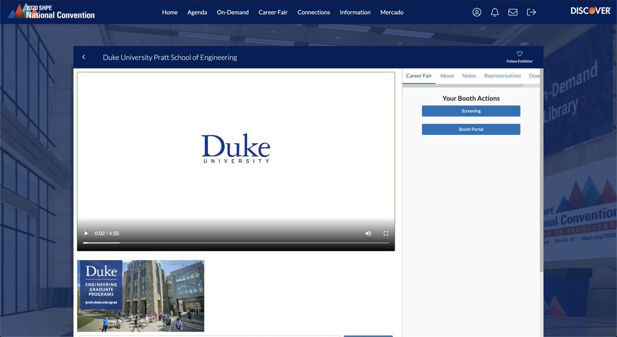 alanrosalesPhD's tweet image. If you are a senior undergraduate student attending #SHPE2020 and are interested in graduate school, be sure to stop by @DukeEngineering’s virtual booth to get more information!