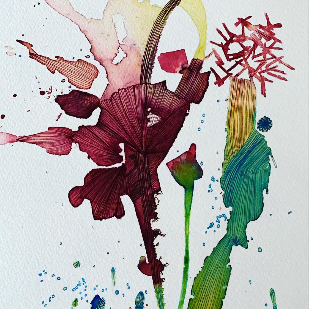 I will at some point have prints ready for sale, it’s just difficult to find any motivation these days. #artprints #inkart #floralart