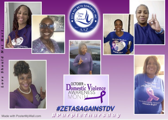 ZPHIB_LLZ's tweet photo. October is Domestic Violence Awareness Month. We are Zeta Proud to join community conscious, action oriented influencers from around the world to raise #DomesticViolence awareness. 

#PurpleThursday #ZetasAgainstDV #ItsTimeToTalkAboutIt #TeamLLZ #WesternPAZetas https://t.co/0hEX5ZKmFu
