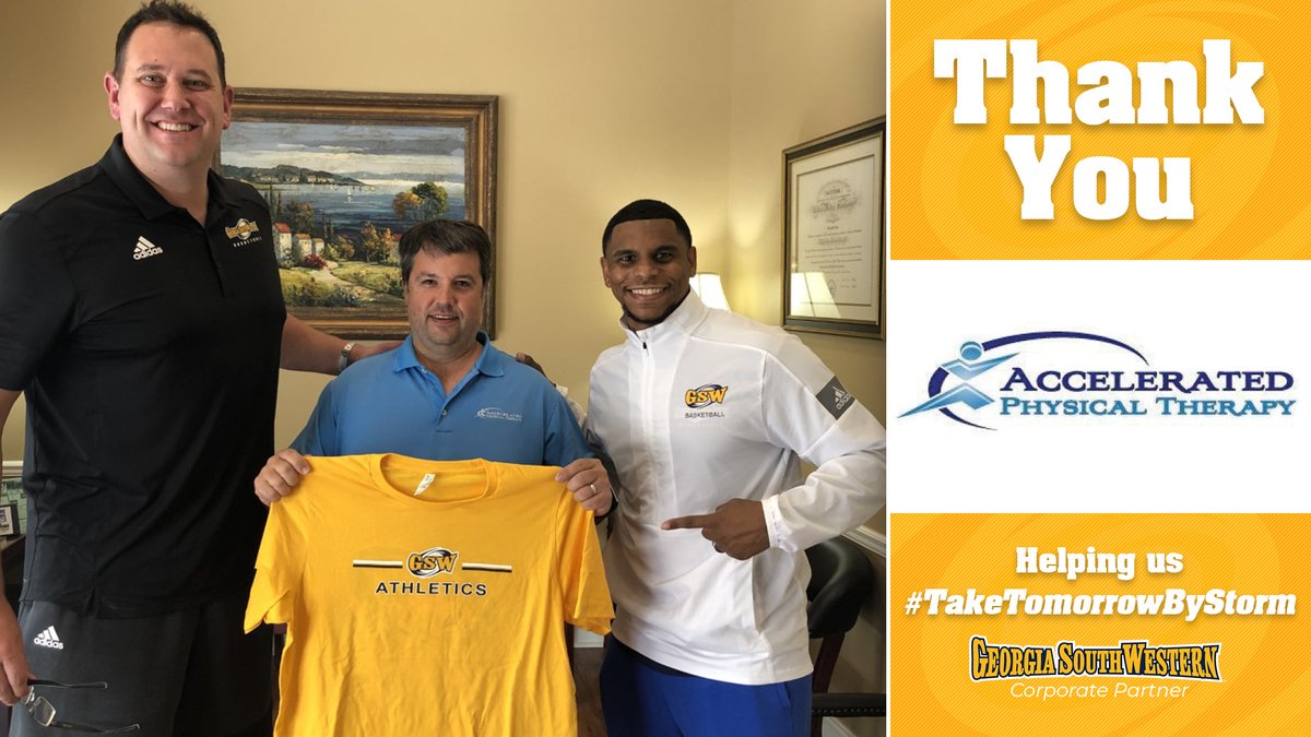 GSWAthletics's tweet photo. The #GoldForce is strengthened by our partnership with Accelerated Physical Therapy.
THANK YOU for your commitment to GSW Athletics & for helping us #TakeTomorrowByStorm! 💛💙
Visit >>> https://t.co/sBZUoKaRwc https://t.co/Ih2dUfyOq3