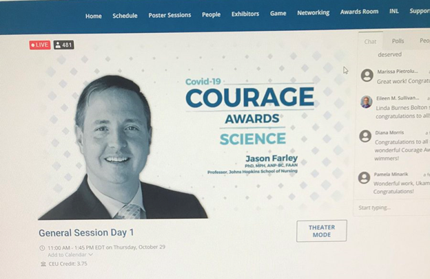 The Power of Purpose... Courage Award Winner <a href="/jasonfarleyJHU/">Jason Farley, PhD, MPH, NP</a> fall in love with nursing all over again! #JHSON #AAN #healthequity