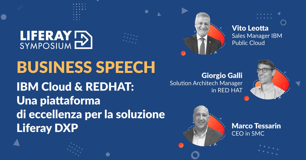 SMC_DGScompany's tweet photo. A #LRITA20 alle 16:20 si terrà l'intervento "IBM Cloud e RED HAT: una piattaforma di eccellenza per la soluzione Liferay DXP"

#Liferay ha intrapreso un percorso di certificazione con IBM! Scopri la strategia e il valore di #ibmcloud e di #RedHat  #Openshift durante lo speech! https://t.co/8pS7tXgFHX