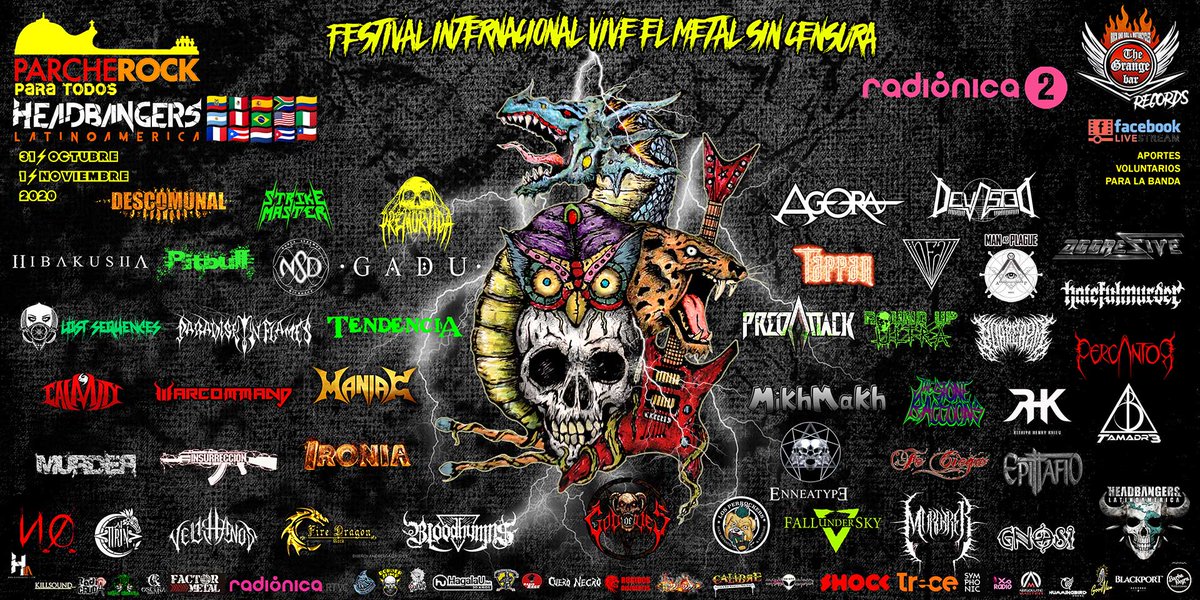 Los próximos 31 de octubre y 1 de noviembre nos preparamos para disfrutar la versión internacional del Festival Parche Rock: vive el metal sin censura.
rugidosdisidentes.co/festival-parch…

#71Decibeles | #SúbeleAlRockNacional | 🇨🇴 (Bogotá D.C.)