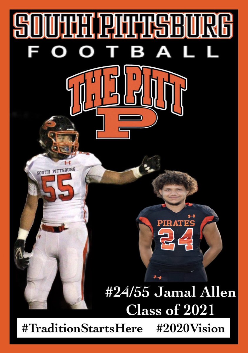 South Pittsburg FB (@sphspirates) on Twitter photo <a href="/JamalAl14373585/">Jamal Allen</a> has had a really good regular season as a two way starter. He has consistently been really good on both sides of the ball for us this season. He is second on the team in pancake blocks and is third on the team in tackles on the defensive side. #2020Vision <a href="/JamalAl14373585/">Jamal Allen</a> has had a really good regular season as a two way starter. He has consistently been really good on both sides of the ball for us this season. He is second on the team in pancake blocks and is third on the team in tackles on the defensive side. #2020Vision