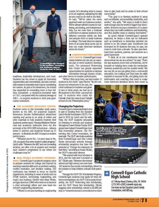 Check out CEC featured in this month's Suburban Life Magazine! 

Our spotlight highlights recent updates to the school's facilities, innovative strategies for growth &amp; success, &amp; how CEC prepares students for life after graduation.
Full profile at conwell-egan.org!