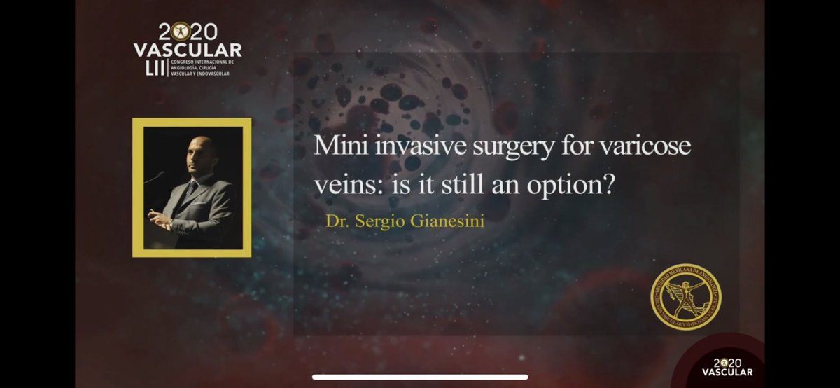 smacve_oficial's tweet photo. 📍LII Congreso Internacional de Angiología, Cirugía Vascular y Endovascular #Merida2020
SESION VENOSA INTERNACIONAL
•“Mini invasive surgery for varicose veins: is it still an option?”
•“Venous hypertension: what to do when there is no venous disease to treat https://t.co/7gJubXmJYE