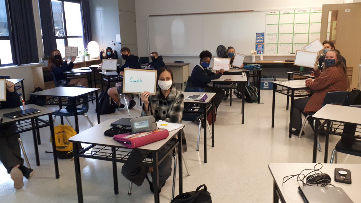 EdenHighDSBN's tweet photo. Think-Pair-Share in today’s Grade 11 Travel and Tourism class with Mrs. Warner. #showyourlearning #edenflyers #geography https://t.co/UxhE9TdACa