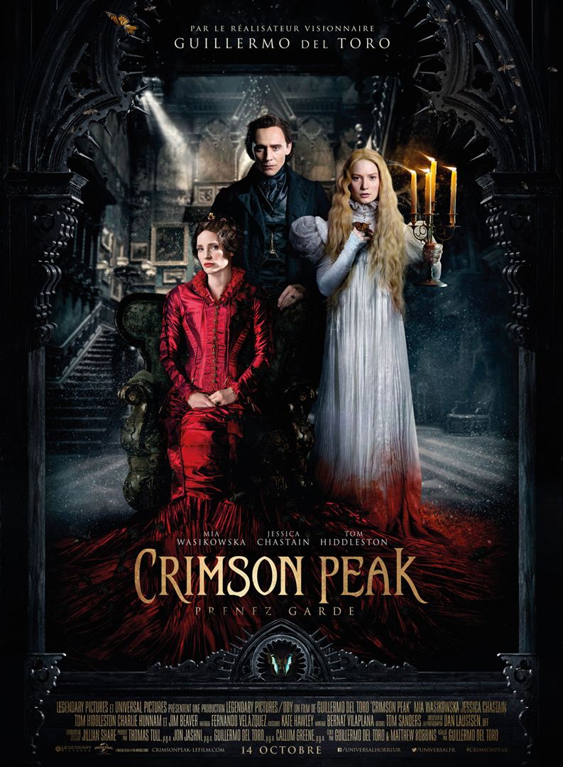 Crimson Peak. 2015. Guillermo Del Toro. Espagne. Edith Cushing, jeune romanciere americaine voit les fantômes ...Sa rencontre avec Thomas Sharpe va bouleverser son existence.Ici nous sommes dans la romance fantastique gothique.