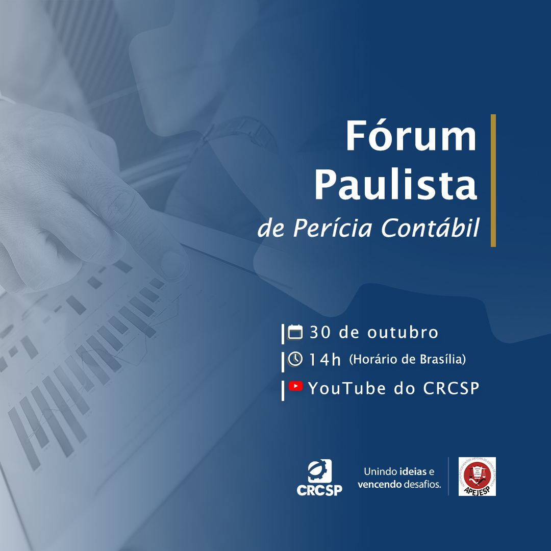 CRCSP_Oficial's tweet photo. Amanhã (30 ), às 14h, acontece o “Fórum Paulista de Perícia Contábil”, uma parceria do #CRCSP com a #Apejesp, transmitido ao vivo no canal do Youtube do Conselho.
 
Faça já sua inscrição para esse evento de grande importância para a categoria.
 
https://t.co/ZOChkNobqf https://t.co/t1dXycsSbo