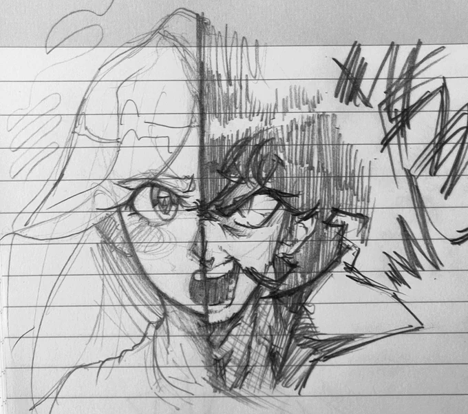 The earlier sketch but just Luna and Seraph 