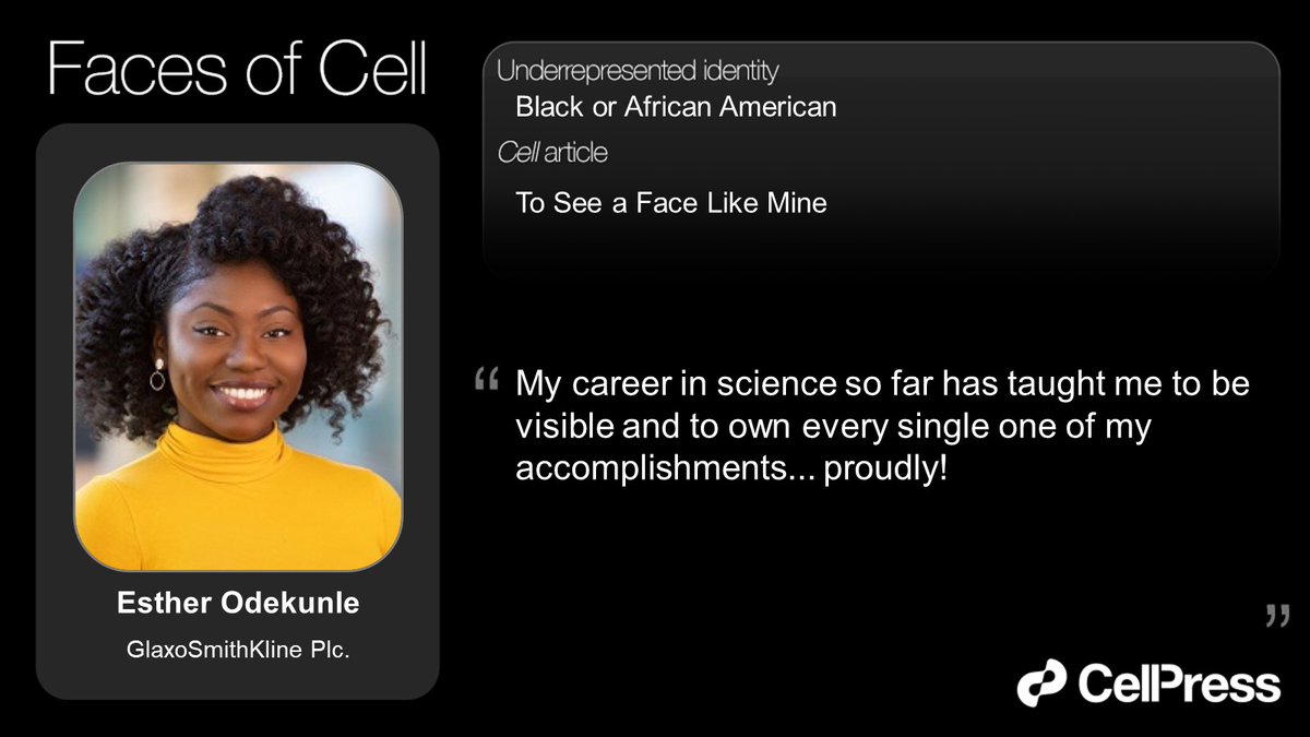 CellCellPress's tweet photo. Today’s #FacesOfCell author is Esther Odekunle @EstOdek! Read her @CellCellPress paper “To See a Face Like Mine” https://t.co/7Log8vAXCl #FacesOfCell https://t.co/0dGWXwYekM