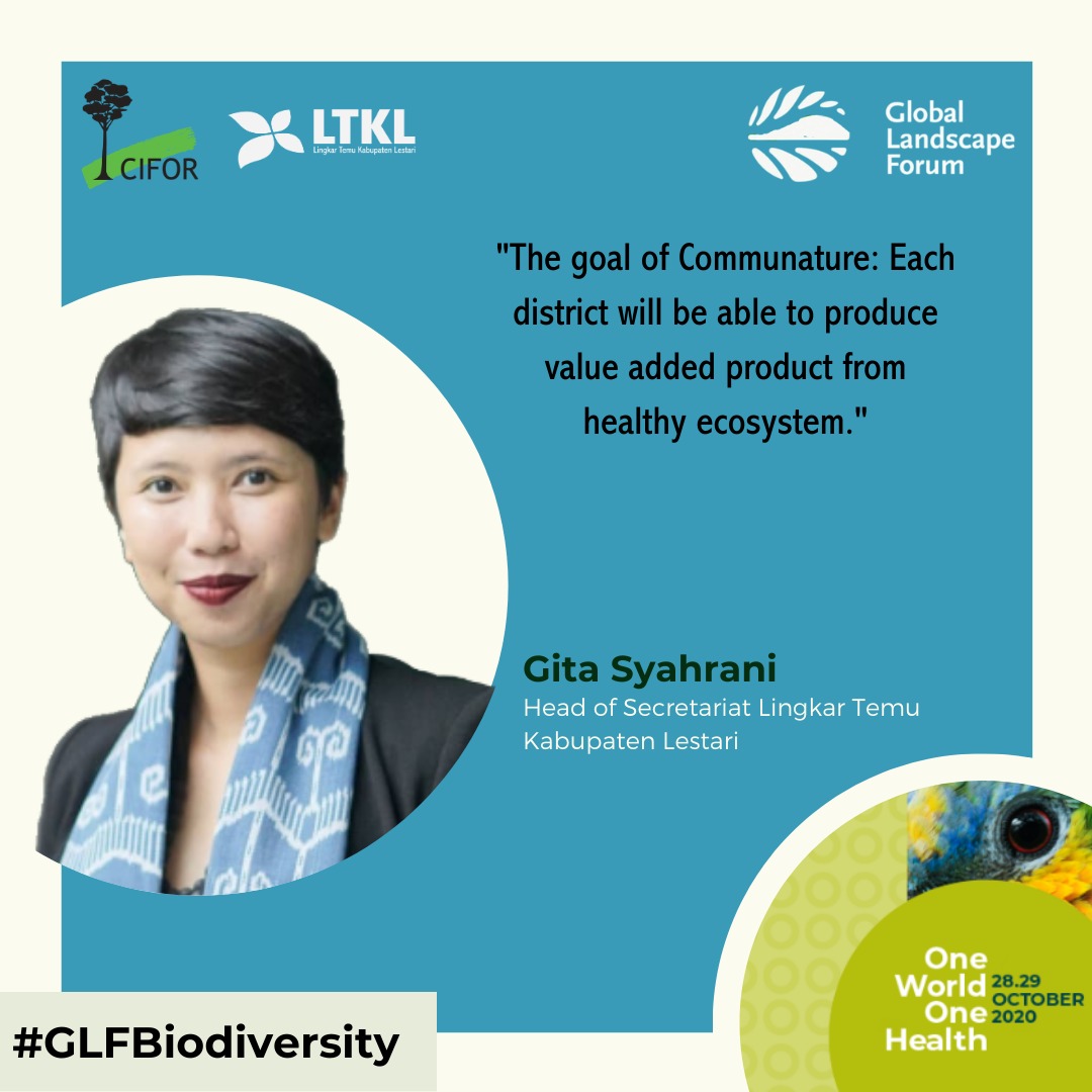 "We launched our mission this year by the general assembly. Our mission is to achieve  #Communature. The goal of Communature: Each district will be able to produce value-added products from a healthy ecosystem." -Gita  #GLFBiodiversity