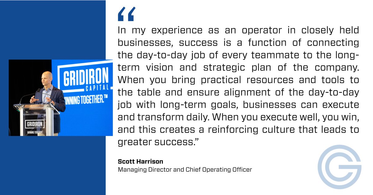 At Gridiron we are taking the time to share the unique experiences of our team members who have grown up in and worked in founder and family-owned businesses.
Today, we will hear from COO and Managing Director Scott Harrison. #winningtogether #gridironcapital #familybusiness