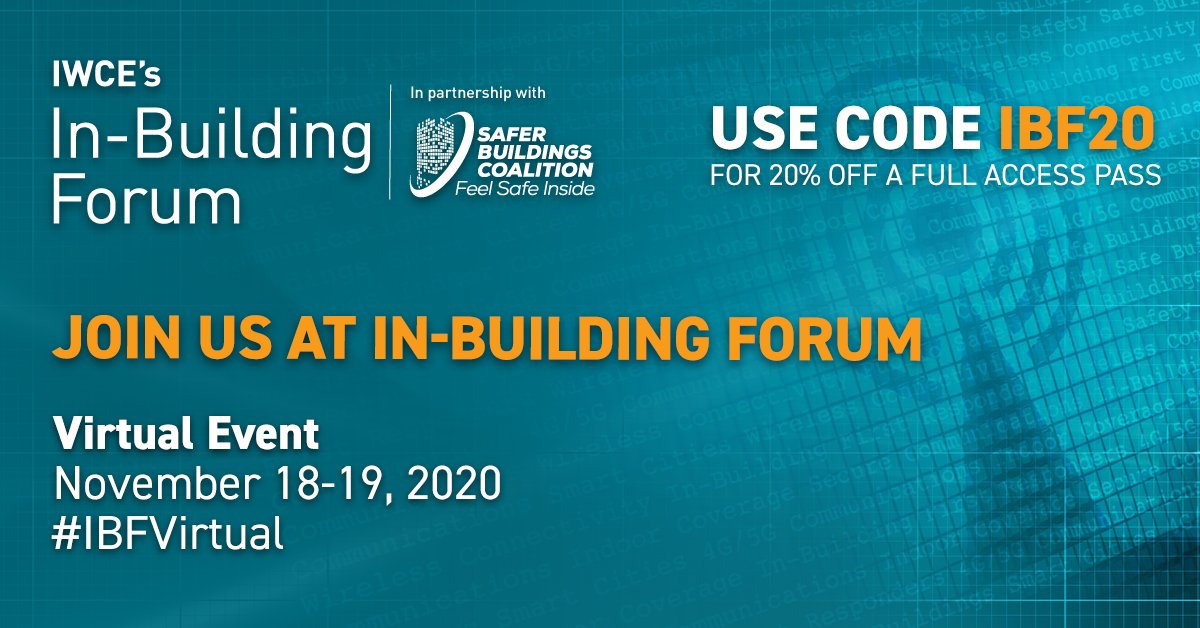 ranplan's tweet photo. You're invited! Join us on @IWCEexpo first virtual In-Building Forum in partnership with @SaferBuildings, where discussions on the importance of public safety and in-building connectivity will take place. https://t.co/taecUar27E
#IBFVirtual #publicsafety https://t.co/CZ2vLBIm0t