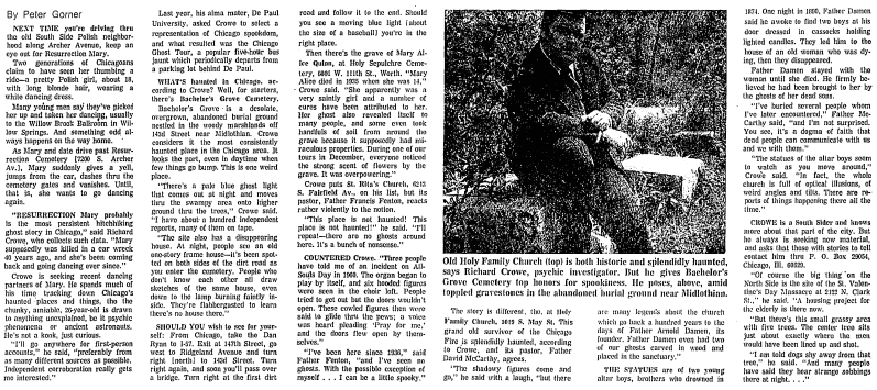 Wait a damn minute....did somebody say urban legends,  #ghoststories and  #ResurrectionMary? Do the Millennials know about Chicago's world-famous hitchhiking ghost?Gather round. Below is a 1974 Trib piece by Pulitzer winner Peter Gorner. Hope it's readable.