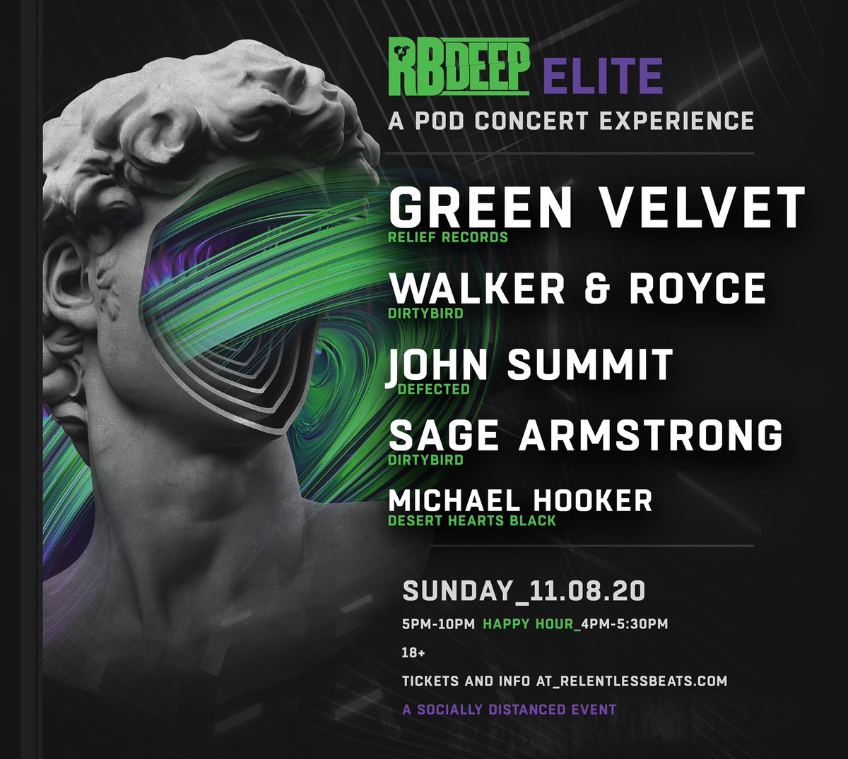 RBDeepOfficial's tweet photo. The RBDeep Elite are coming Nov 8
@GreenVelvet_ 
@WalkerAndRoyce 
@itsjohnsummit 
@SageArmstrong_ 
@djMichaelHooker 
ON SALE TOMORROW AT 10AM
https://t.co/PVhJSvp3Km https://t.co/AlTVvWcxe3