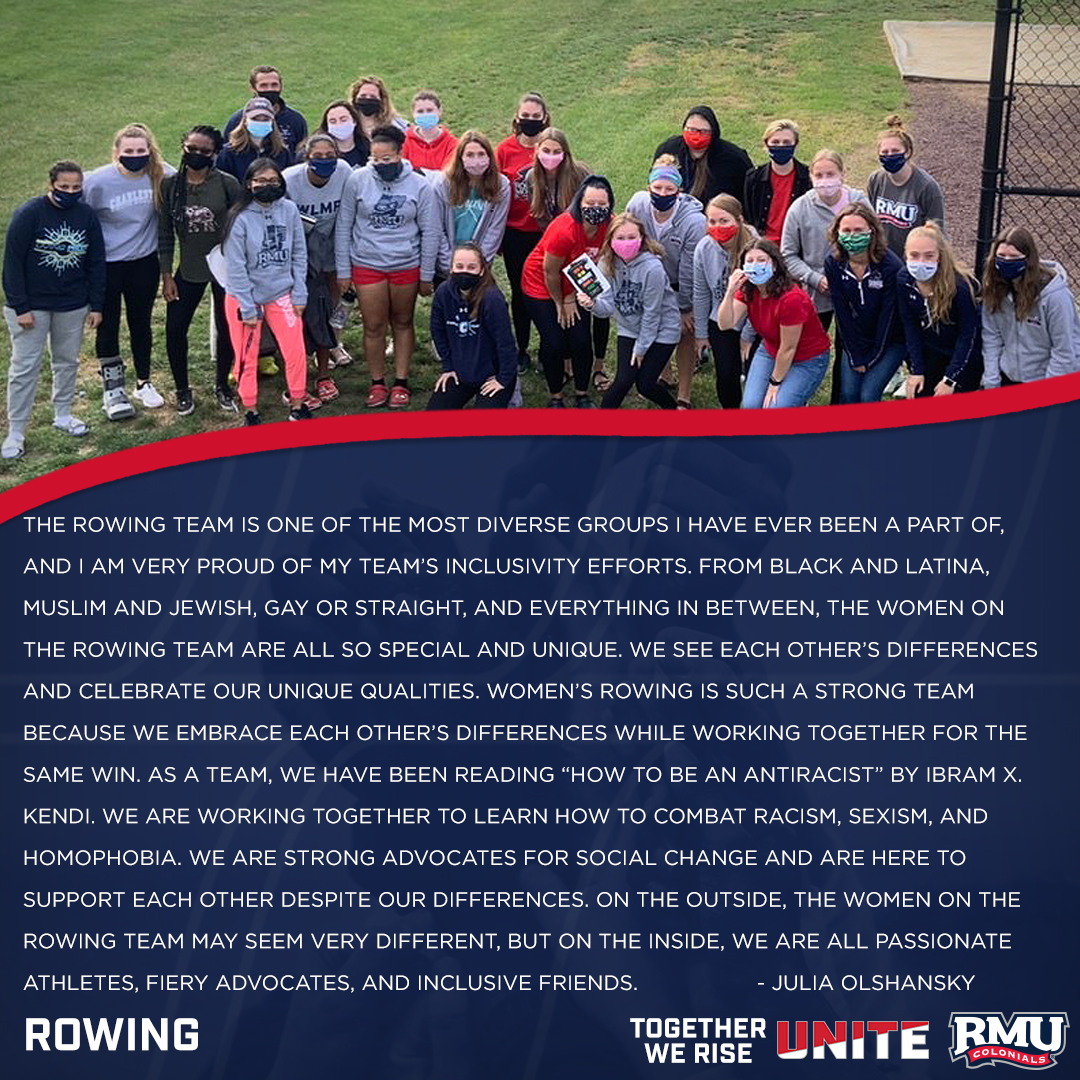 RMU Athletics (@rmuathletics) on Twitter photo ๐๐จ๐ ๐๐ญ๐ก๐๐ซ ๐๐ ๐๐ข๐ฌ๐
Diversity & Inclusion week continues today as RMU SAAC highlights <a href="/RMURowing/">RMU Rowing</a>, who is taking personal action steps to inclusive excellence and celebrating collaboration across the community. ๐
๐ฅ: instagram.com/p/CG5zp-7FmUx/
#NCAAInclusion | #RMUnite ๐๐จ๐ ๐๐ญ๐ก๐๐ซ ๐๐ ๐๐ข๐ฌ๐
Diversity & Inclusion week continues today as RMU SAAC highlights <a href="/RMURowing/">RMU Rowing</a>, who is taking personal action steps to inclusive excellence and celebrating collaboration across the community. ๐
๐ฅ: instagram.com/p/CG5zp-7FmUx/
#NCAAInclusion | #RMUnite