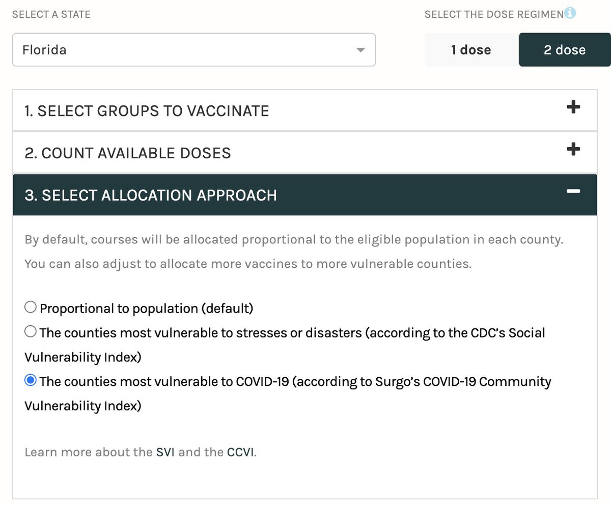 The tool helps visualize distributing to counties proportional to population vs vulnerability to COVID-19. But it won’t make the choices any easier.