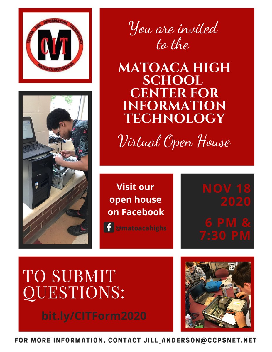 You can find out VIRTUALLY everything at the CIT Open House on November 18 at 6:00 p.m. and 7:30 p.m.