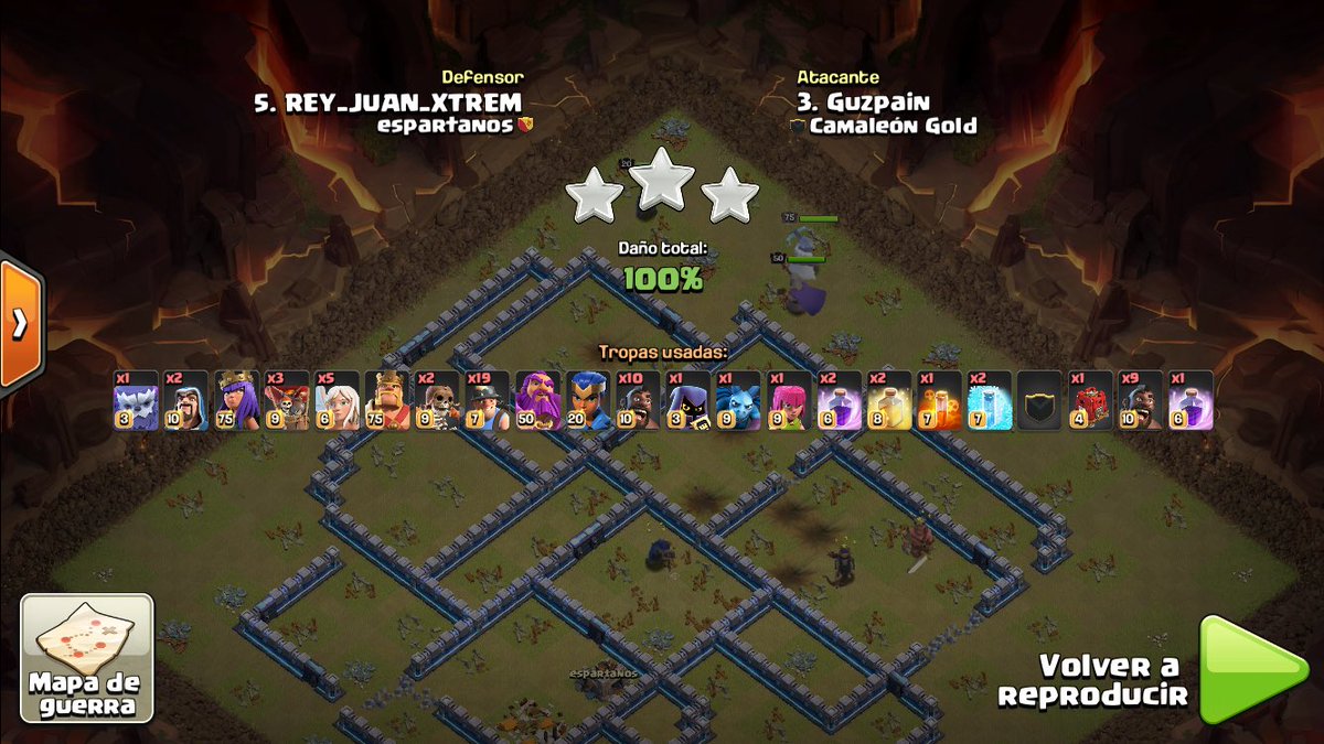 Guzpain's tweet photo. Mis ataques de hoy en la última jornada de la #MapfreChallengers de la @ESLClashofClans. 3/4 y un fail time. #CamaleonGold más cerca del premio final
#Goverdes @CamaleonFrente https://t.co/1G4WVSl6Hp