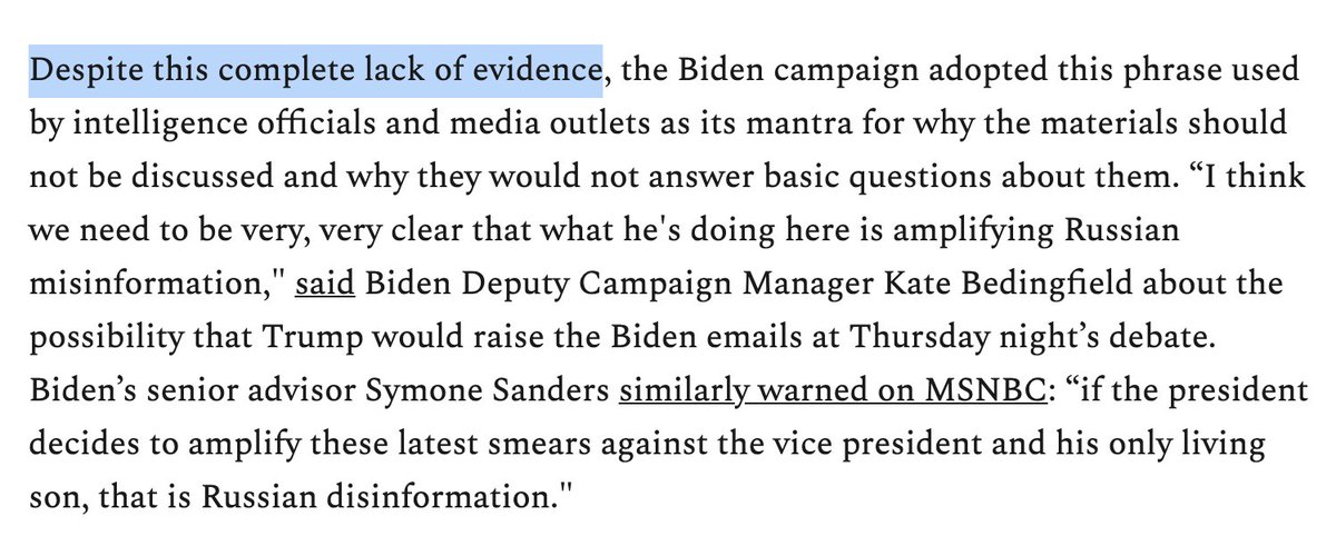 Okay, jumping ahead. Glenn, who has repeatedly conceded there's no evidence of wrong-doing but demands the story of no evidence be covered, then claims there's no evidence this is Russian disinformation (having skipped the entire impeachment).