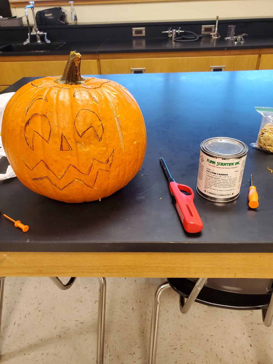 lyders0220's tweet photo. And here is a hint for tomorrow's madness! Maybe if we persuade her @denishapresley will do the honors 1st or 2nd period in the courtyard (weather permitting... if not inside will just have to do 😬)... #ExplosiveInnovations 💣💥🎃 https://t.co/IUC4pOp4ns