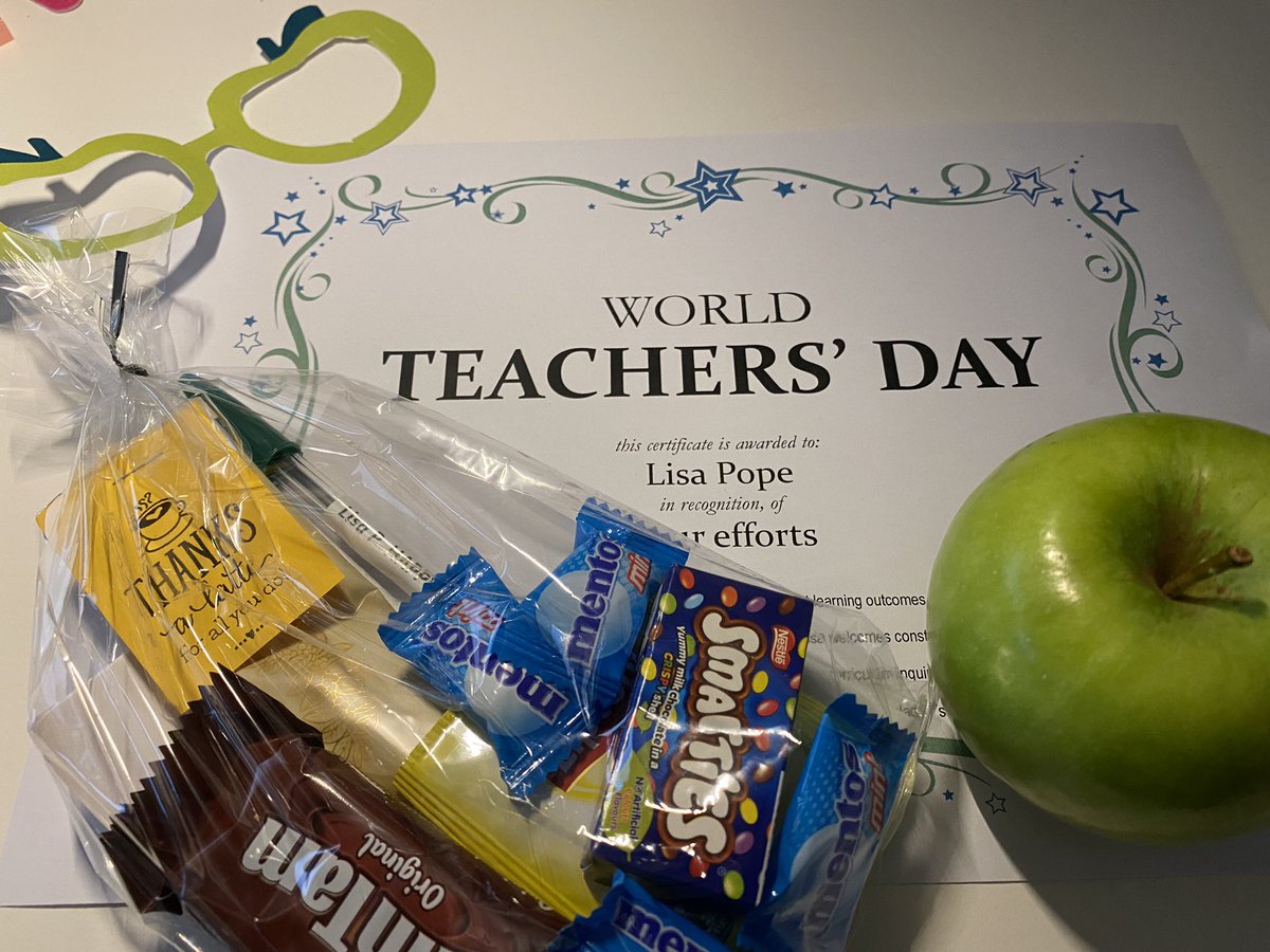 Lovely personalised  acknowledgement for every teacher in our pigeon holes this morning for World Teacher’s Day.