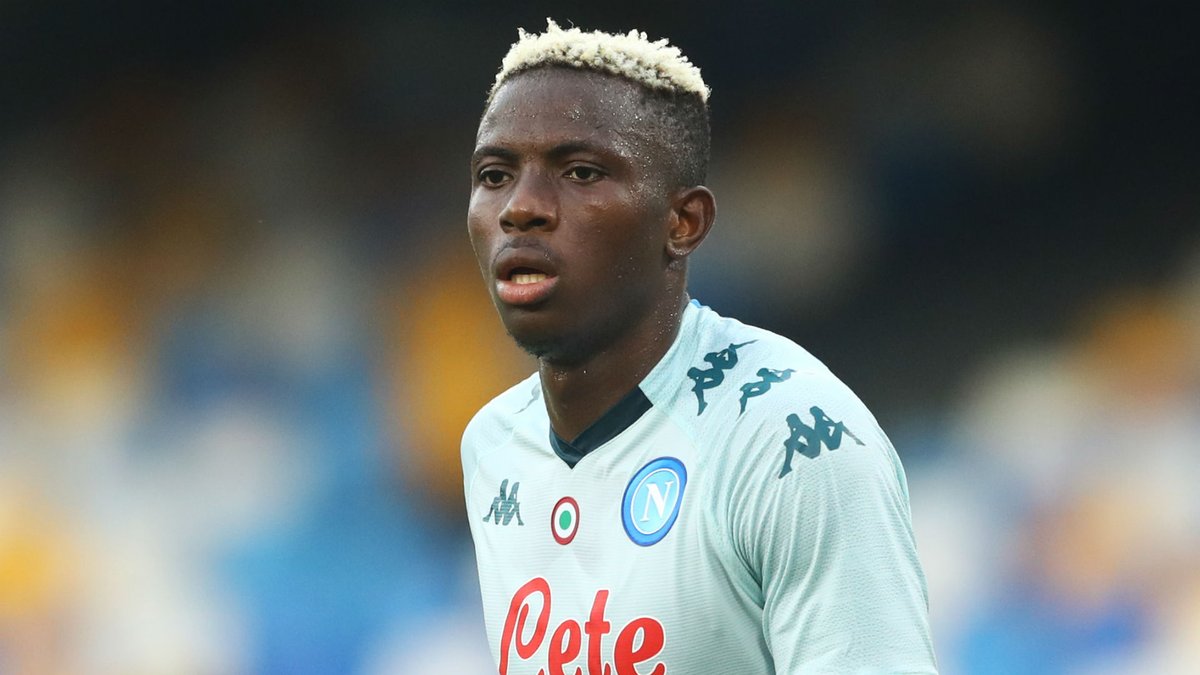 sportingshina's tweet photo. Substitute Victor Osimhen was shown a red card in Napoli’s 1-0 Europa League win at Real Sociedad. He was dismissed by referee Craig Pawson for a second caution after elbowing Robin Le Normand. This is the first time Osimhen would be sent off in his professional career. https://t.co/uU345xiiAg