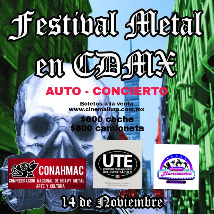 MandoKalani's tweet photo. 1er AUTO-CONCIERTO de Metal en CDMX, en vivo con pantalla GIGANTE, nadie se lo puede perder 🤘🏼☠🤘🏼yeeah!!!
Cartelazo:
DESPEDIDA de @Totecmex 
@VELOMIC_OFICIAL estrena disco
@MorbidRoots
@FeatherCrowgb de Cuerna
@Menguantemx
@vicanet 
@WitnessHell
@Scarlett 
#VissionX
 #AlucardMx https://t.co/pjqChUJKyF