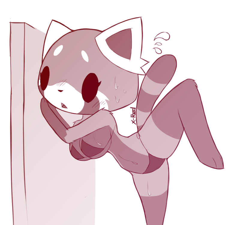 Retsuko is doing her... morning stretches at home.