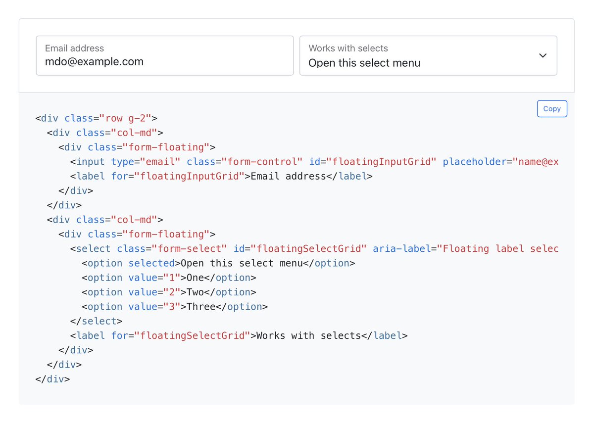 Doc example. Floating Labels Bootstrap. Guide using textarea and Legend.