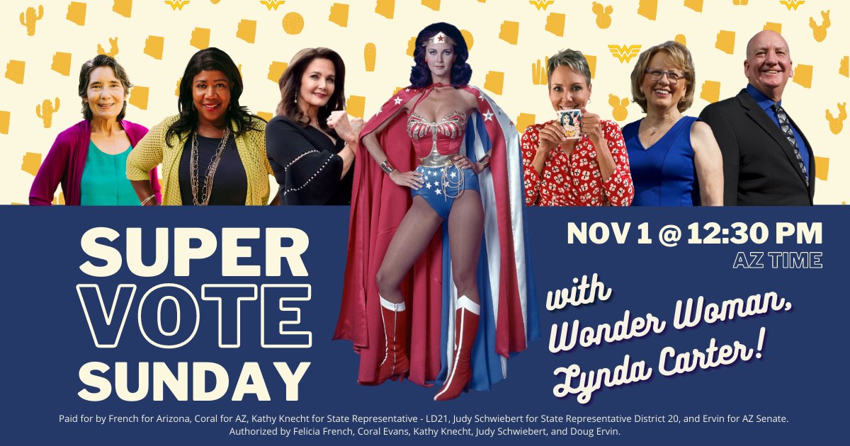 Lynda Carter (@RealLyndaCarter) on Twitter photo 2020-10-31 03:29:11 On the final Sunday before Election Day 2020, I’m joining forces with the AZ Wonder Women for one last phone bank to #FlipAZBlue! Join us and make a difference: mobilize.us/arizonald21/ev… On the final Sunday before Election Day 2020, I’m joining forces with the AZ Wonder Women for one last phone bank to #FlipAZBlue! Join us and make a difference: mobilize.us/arizonald21/ev…