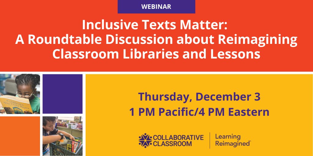 How does inclusive literature contribute to instructional equity? Please join us to tackle this question and explore best practices and practical considerations to help educators reimagine their classroom libraries and lessons. bit.ly/inclusivetexts…