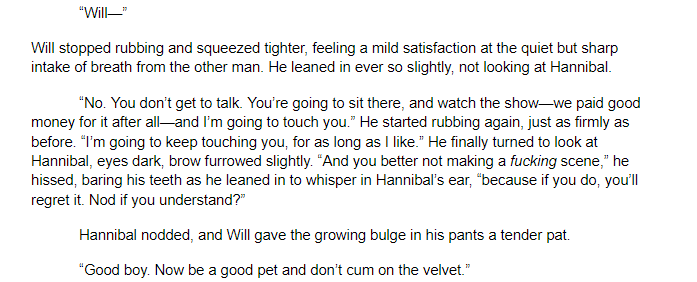 ThatDramaBitchQ's tweet photo. #NSFW #Smut #Writing #TopWill #BottomHannibal 
Alright. Smut is happening. Pre-health crisis of course. I love me some vicious Will Graham. Flash them teeth baby, let's see the snarl, the growl. <3 https://t.co/DtuGaTSPuS