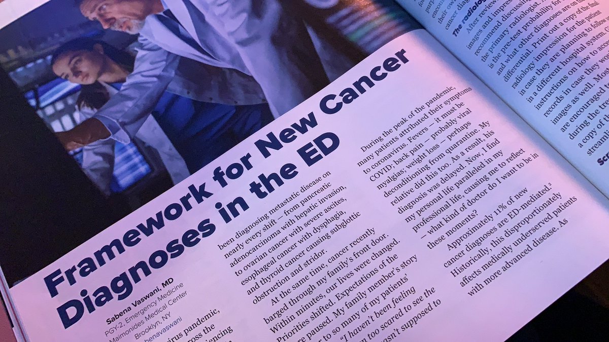 Rainy day reads! <a href="/SabenaVaswani/">Sabena Vaswani, MD MPH</a>  put the framework for new cancer diagnoses in the ED in a methodical and thoughtful way!  Definitely a game changer! “Compassion and hope are key” #MedTwitter #EMRA