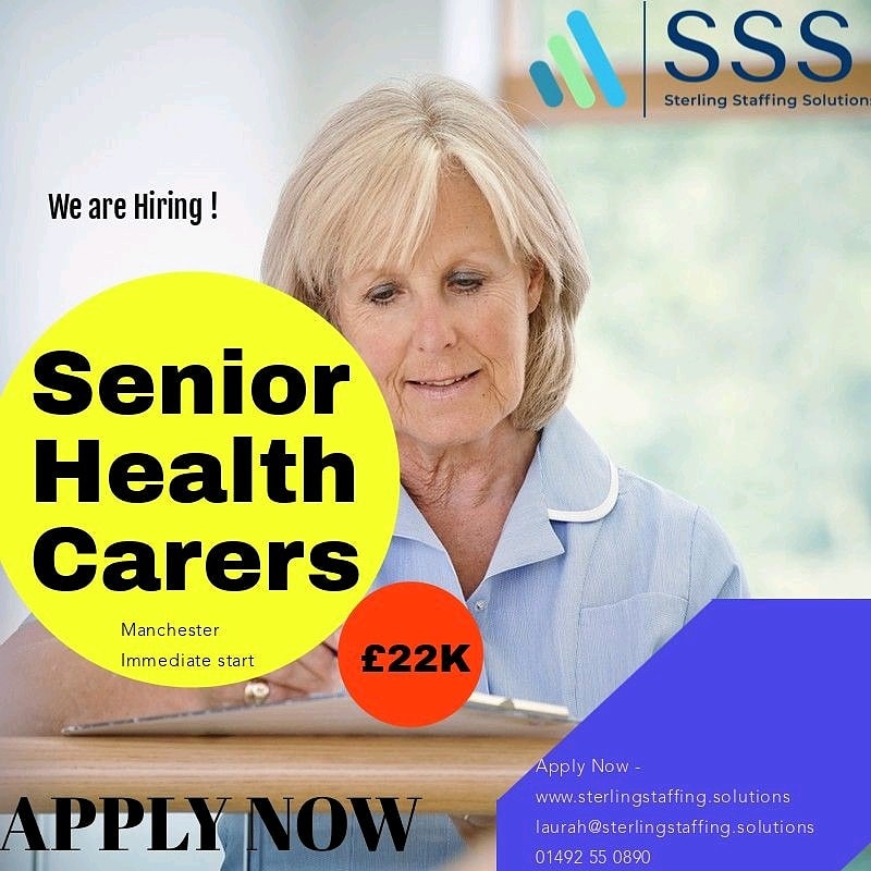Join an established and caring team in Manchester. Immediate start. Positions available across 11 care homes, elderly residential care and some dementia care homes.
Don't miss out! Apply now and/ or send me your CV at:
01492 550890
sterlingstaffing.solutions
 #seniorcarers #ApplyNow