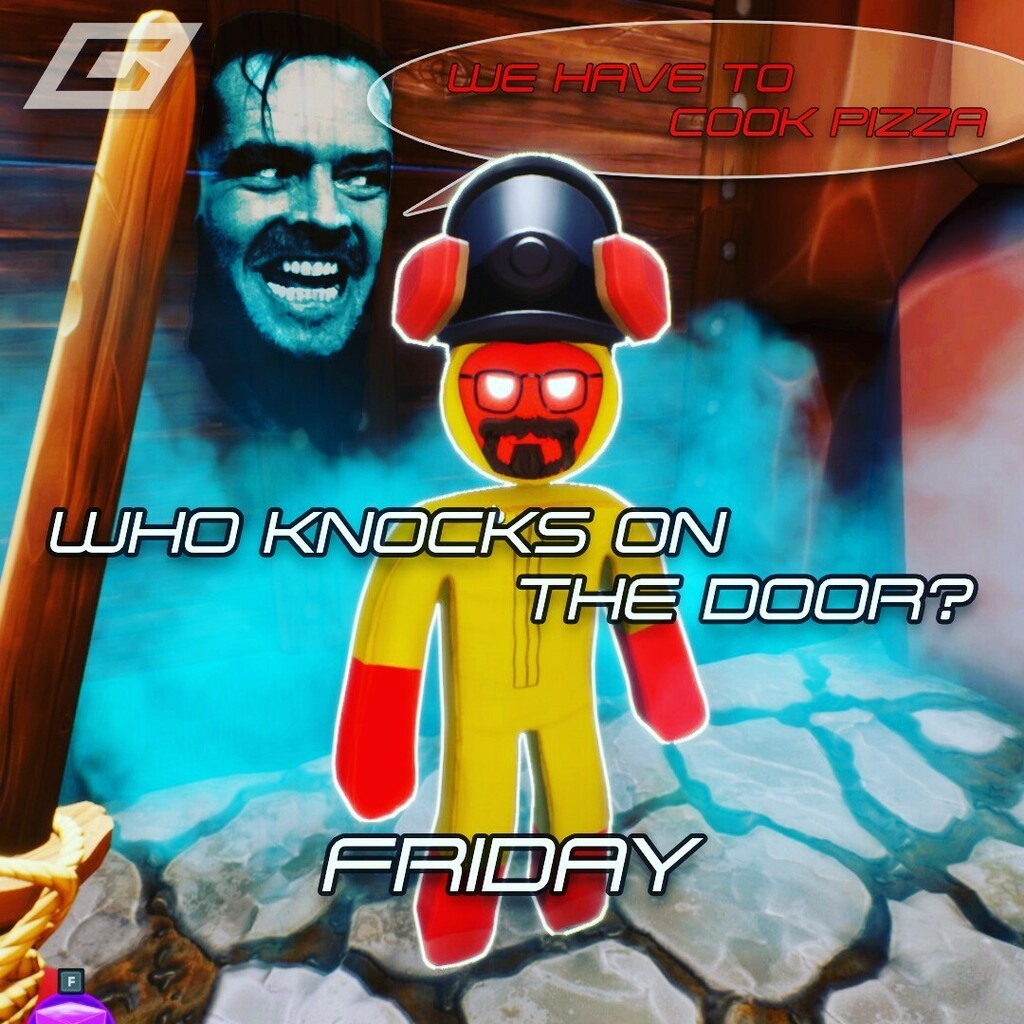 gamondo's tweet photo. Klopf-Klopf... Freitag ist an der Tür 🤫

#thursday #donnerstag #supraland #fridayissoon #soon #breakingbad #shining #theshining #walterwhite #hereisjohnny #stevenking #jacknicholson #bryancranston #knockknock #pizza #wehavetocook #gaming #gamondo https://t.co/U7A36jBaF1