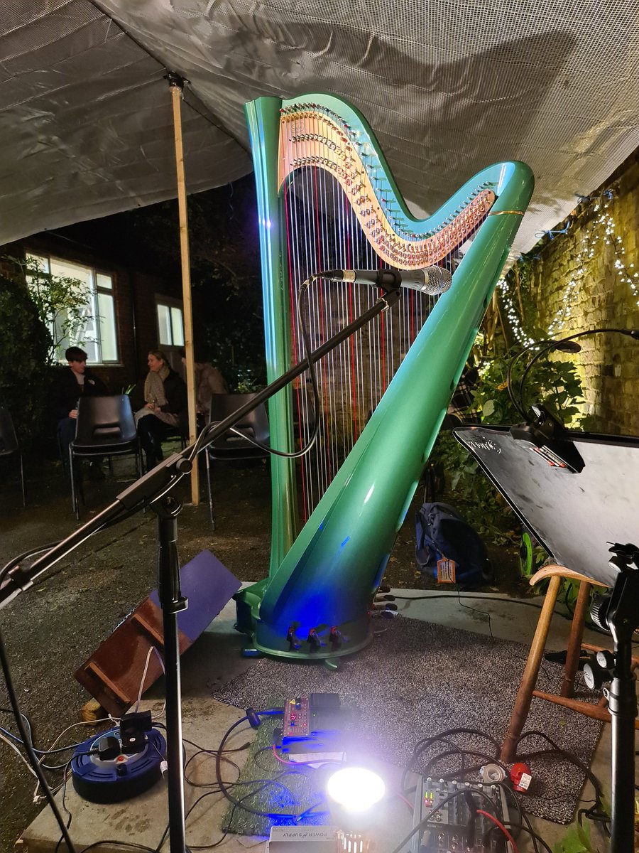 KateGL's tweet photo. Getting ready for "On Wing and Water" - effervescent harp played by @eleanorstrings #StockwellLive you can listen via live streaming https://t.co/dL2Ear0w3h https://t.co/YxOvuMMf1n