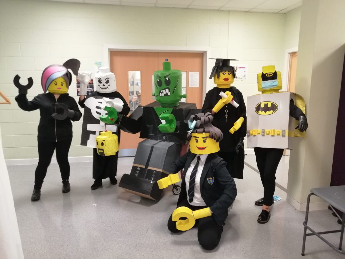AirdrieAcademy's tweet photo. Halloween in school today...the Art &amp; Design department were crowned best in costume today for staff. An incredible tribute to @LEGO_Group 
well done. https://t.co/lcGk7GqlSi