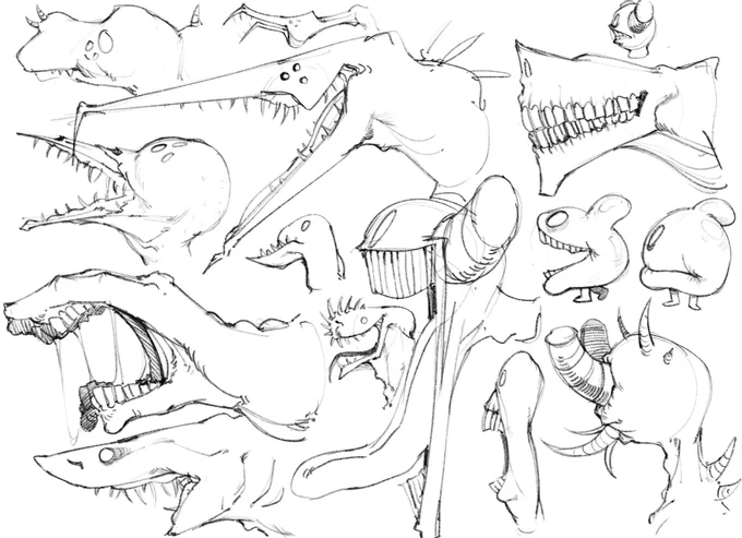 Scribbled a bunch of random monster heads today and had a BLAST 