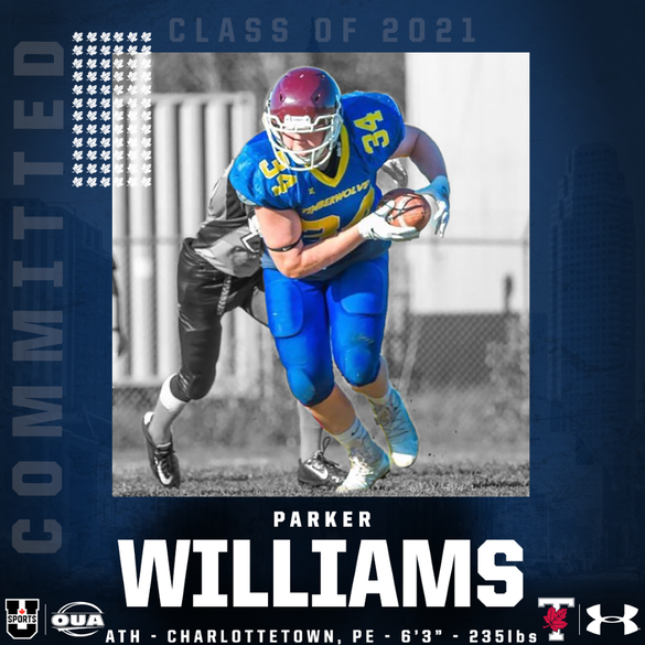 UofTBluesFB's tweet photo. Hello Maritimes! We would like to welcome 6'3 235 LB ATH Parker Williams to the family! @ParkerMWilliams comes to us from Charlottetown PEI! 

#BLEEDBLUE #WeAreTO #MaritimeBlues https://t.co/gB0NDVSTw2