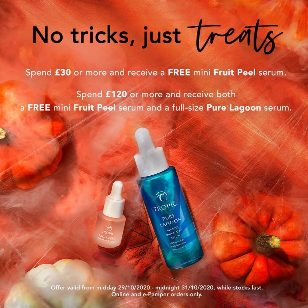 JennieTropic's tweet photo. 🧙‍♀️Exclusive Tropic customer offer from my webshop.......

❤Spend £30 &amp; get a free mini fruit peel
❤Spend £130 &amp; get a free mini fruit Peel AND a fill size Pure Lagoon treatment (worth £42) 
Free delivery direct to your door 🤗

https://t.co/gTOjsqhpOx 
🎃😮🎃😮🎃😮🎃😮🎃😮🎃 https://t.co/umiUckIS1T