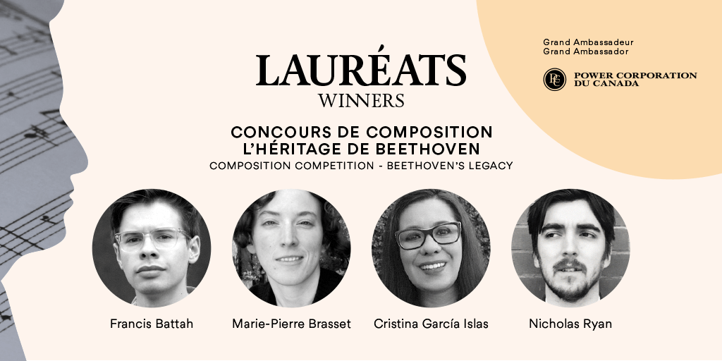 LeMetropolitain's tweet photo. 🎖L’OM et son chef @nezetseguin sont emballés de vous révéler l’identité des quatre lauréats du premier Concours de composition de l'Orchestre, « L'Héritage de Beethoven » : Francis Battah, Marie-Pierre Brasset, Cristina Garcia Islas @garis_cristina et Nicholas Ryan! 👏 https://t.co/E3wUcCO0W2