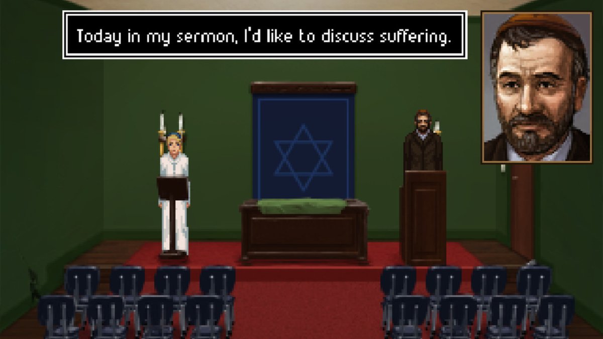 The Shivah ($1.49) - another rec thread, which means i am once again repping this game. a murder mystery with a down on his luck rabbi who has been given a suspicious, massive windfall that he needs to get to the bottom of, while also confronting his past.  https://store.steampowered.com/app/252370/The_Shivah/